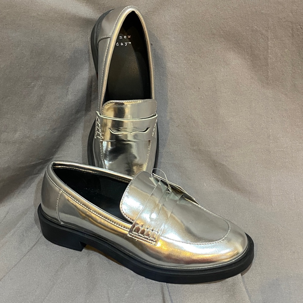 A New Day Metallic Silver Loafers